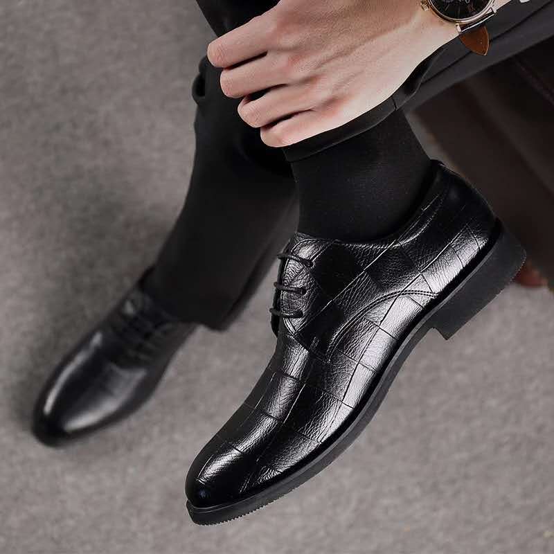 Men PU Leather Formal Shoes Lace Up Dress Shoes Oxfords Retro Shoes Work Footwear Business Plus Casual Shoes