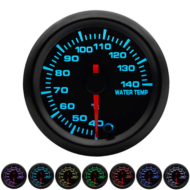 2" 52mm 7 Farben LED Schub/Wassertemperatur/Öltemperatur/Öldruck/Voltmeter/Luftkraftstoffverhältnis/ETT/Tachometer U/min Autoanzeige + Messgerät Hülsen: dunkel Grau