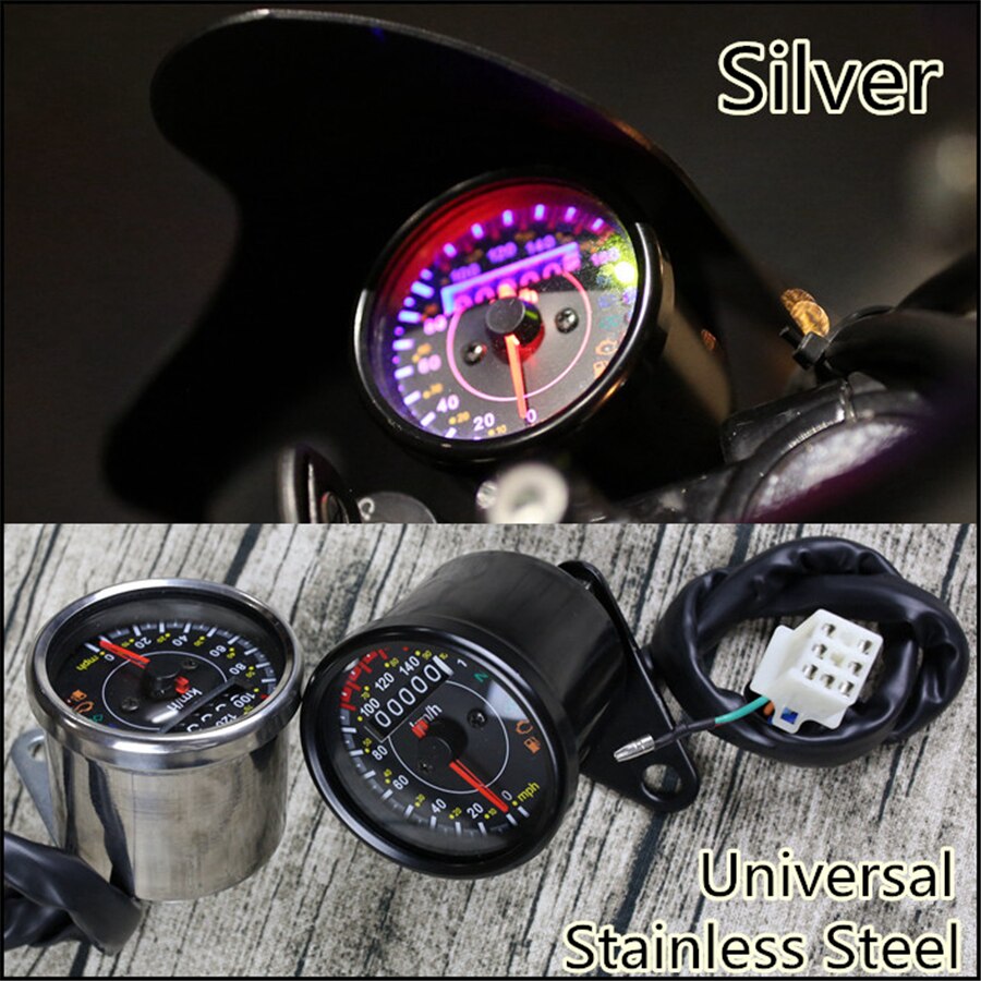 Universal Silver Retro Motorcycles Mini Mechanical Odometer Speedometer Mash KM/H MPH for All 12V Electromobile and Boat