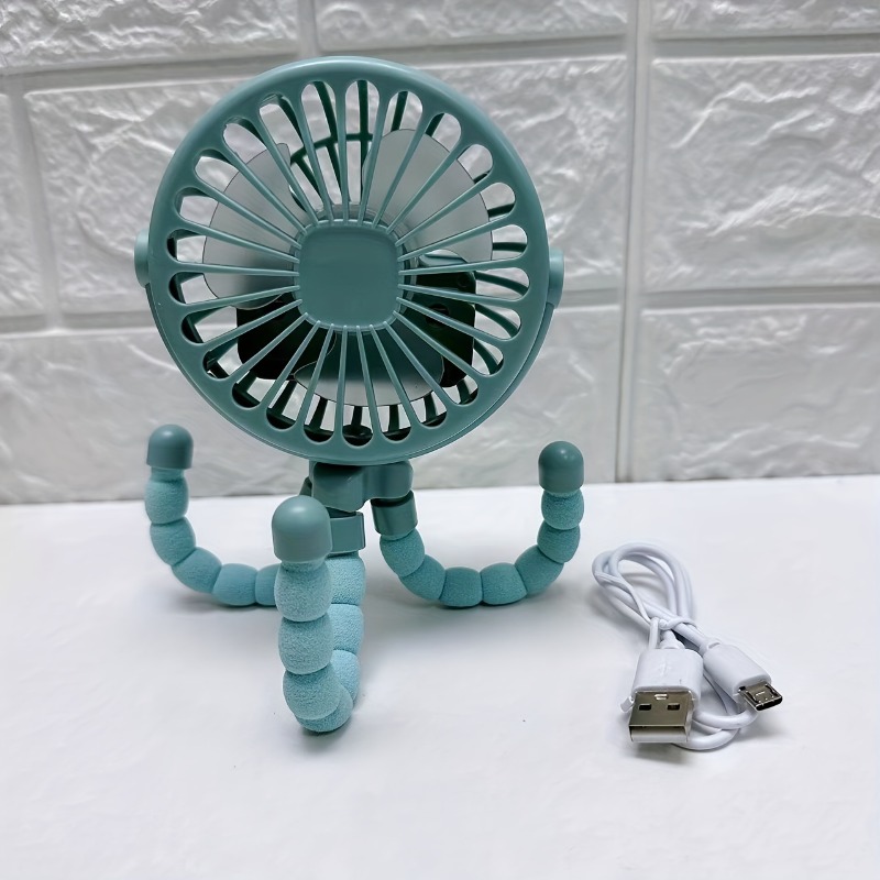 Rechargeable usb stroller fan without blades – portable hand and neck fan for cooling, lightweight and compact oscillating fan: Blue