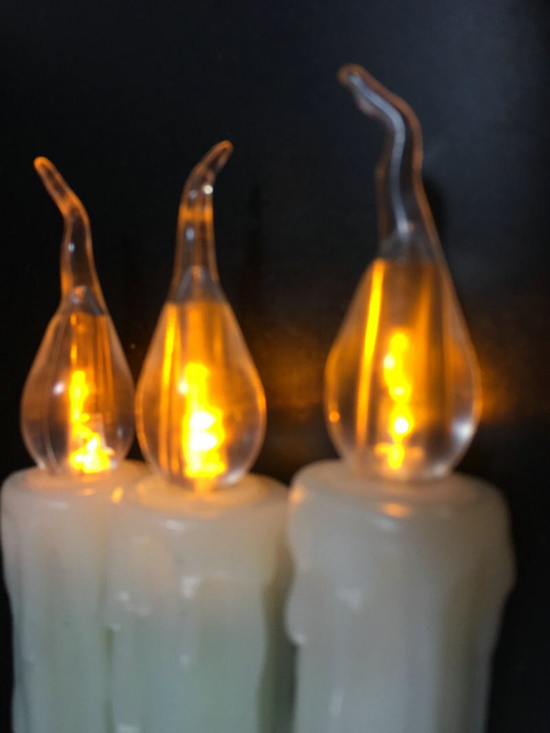 LED Taper Battery Operated Flameless Candle Dipped wax Flickering Electric light lamp f/Wedding Xmas Home party decor 17CM-Amber: Default Title