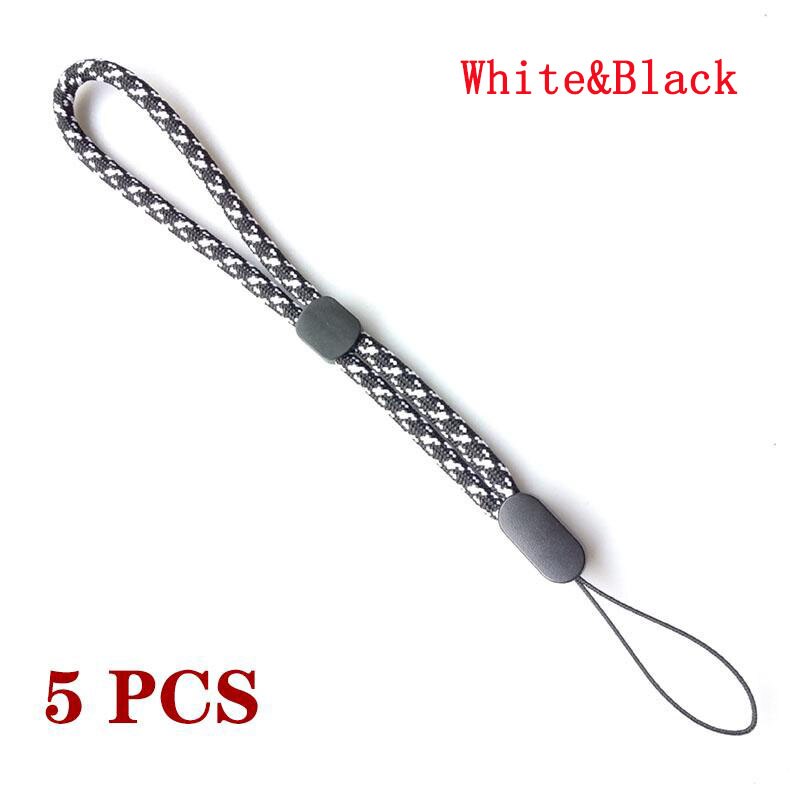 5 pièces réglable porte-clés étui de téléphone à lanière lanière lampe de poche caméra PSP U disque Airpods MP3 MP4 iPod Anti-perte dragonne: white-black