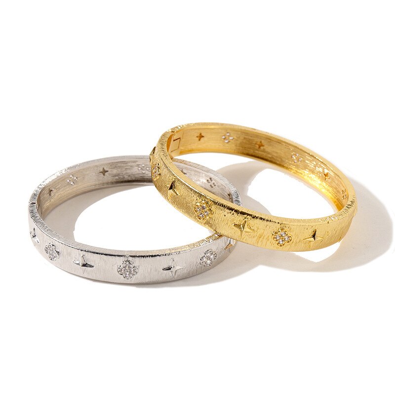 Trendy Armbanden Voor Vrouwen Luxe Klavertje Vier Manchet Armbanden Met Cubic Zirkoon Gouden Sieraden Armbanden