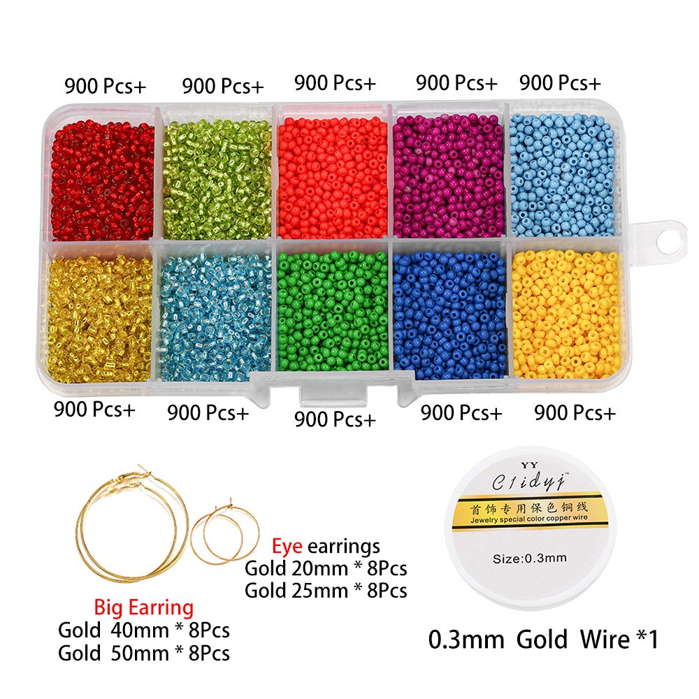 600-9000pcs Mixed Color Beads Bracelet Earring Hook Copper Wire Jewelry Making kits DIY Jewelry Making Accessories Supplies sets: color2