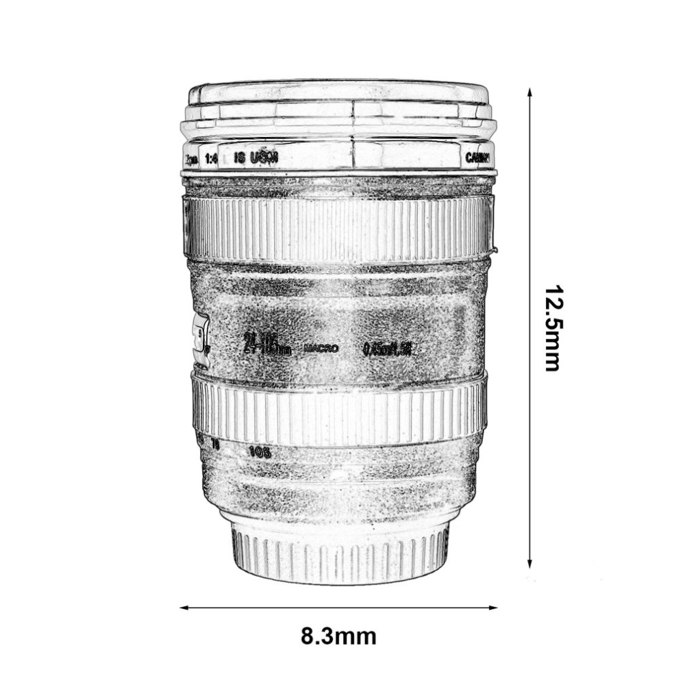 Durable DIY Stainless Steel ABS Travel Coffee Mugs Tea Cup Water Coffee Camera Lens Cup With Lid Drinkware