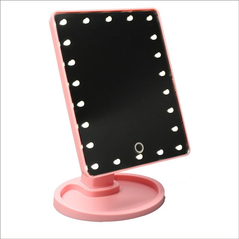 360 Degrees Rotation Makeup Mirror Adjustable 16/22 Leds Lighted LED Screen Portable Luminous Cosmetic Mirrors hh88: pink 22 led