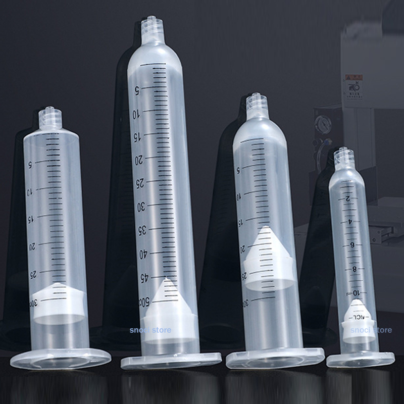 Kunststoff-Flüssigkeitsspender, Spritzenzylinder-Nadeladapter, 3 cc, 5 cc, 10 cc, 30 cc, 55 cc, Kleber-Dosierdüse mit Kolben und mit Skala