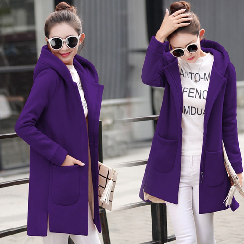 RICORIT vrouwen Hooded Wollen Jas Lange Mouwen Jassen Bovenkleding Vrouwelijke Bulk Dunne Hoodies Jassen