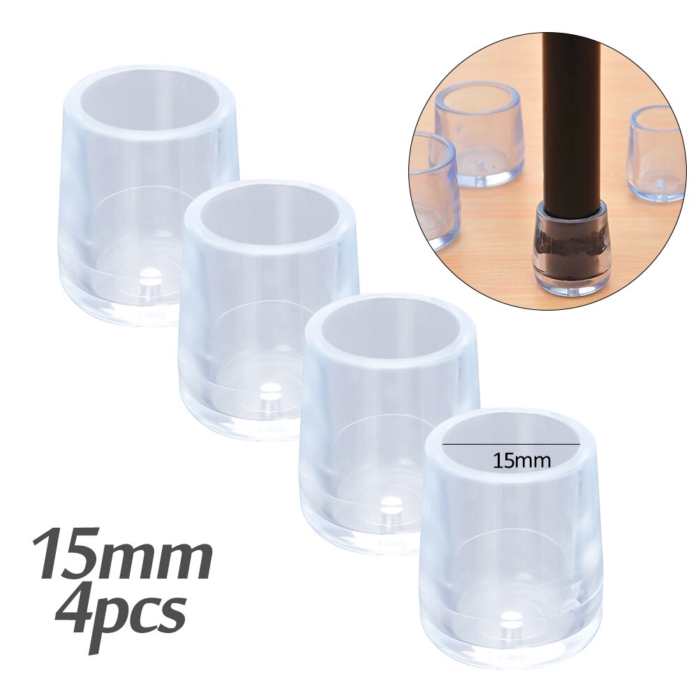 4 stuks/partij tafel stoelpoot mat rubber antislip meubel tafelpoot doppen voetbescherming bodem afdekking pads houten vloer beschermers: 15mm