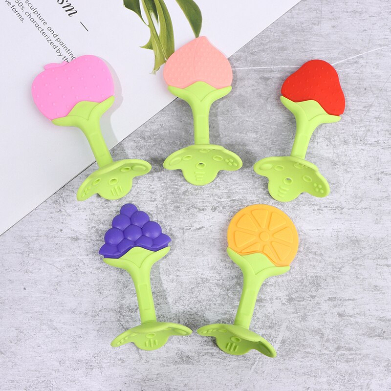 2Pcs Baby Bijtring Veiligheid Siliconen Fruit Stereo Bijtringen Voor Baby Infant Kids Kauwen Tand Speelgoed