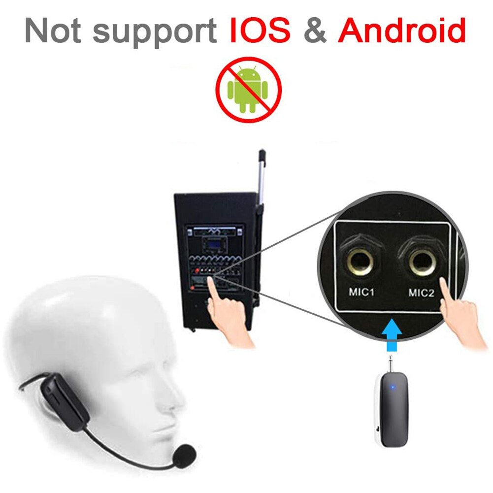 2 in 1 Handheld UHF Wireless Microphone Head-Wear Mic Volume Amplifier for Speech Teaching