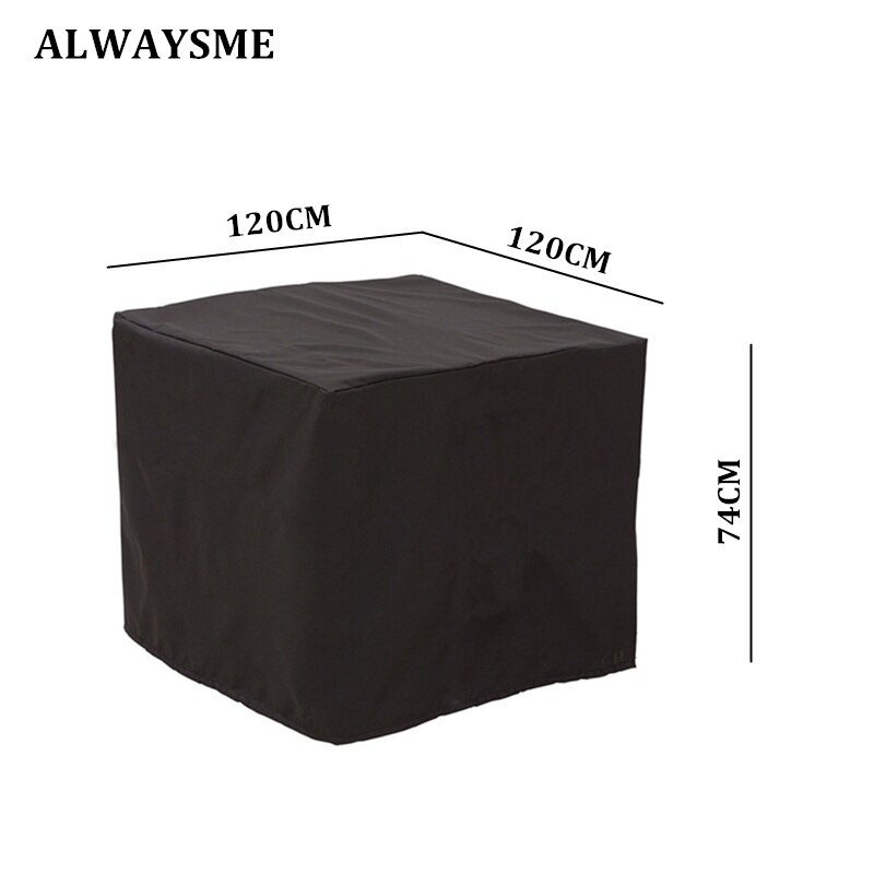 Alwaysme rektangulär utemöbler täcka bord och stol set överdrag vattentätt för utomhus trädgårdsmöbler vård: Svart 120 x 120 x 74cm