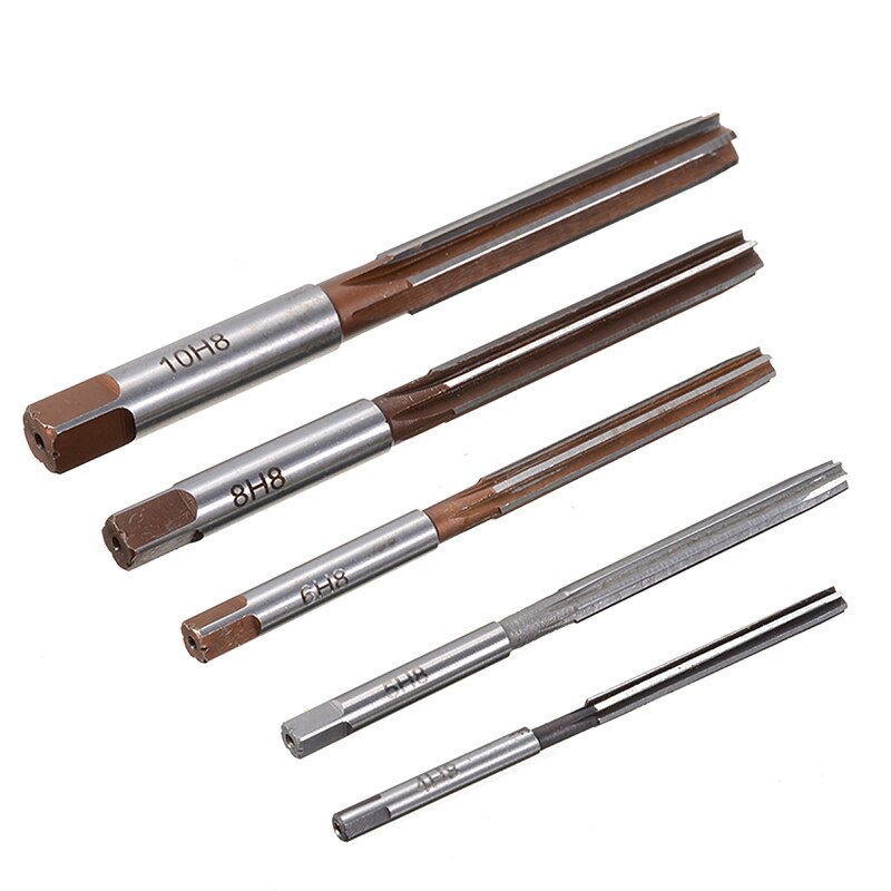 5pcs H8 Chucking Straight Shank Hand Reamers Set 6 Flutes 4mm/5mm/6mm/8mm/10mm For Metal Tools Cutting Mayitr