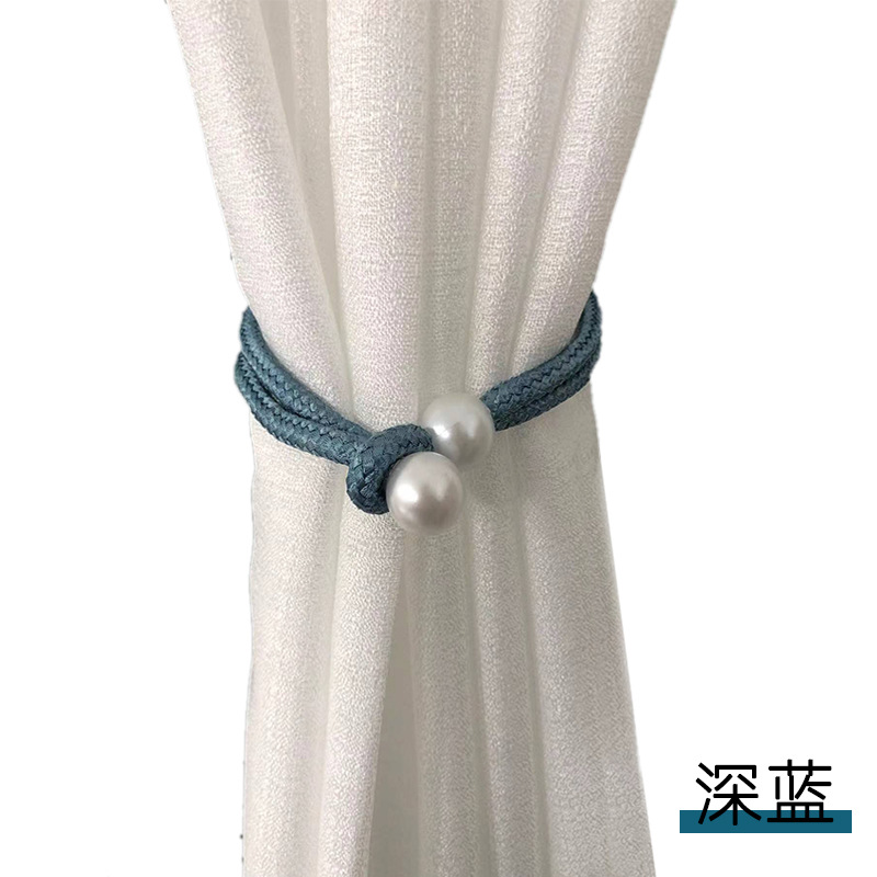 2/1 Uds. Clip de cortina de perlas pequeñas, soportes de cortina, Clips de hebilla para atar, hebilla de bola colgante, accesorios decorativos para cortina: Azul marino / 30-35 cm