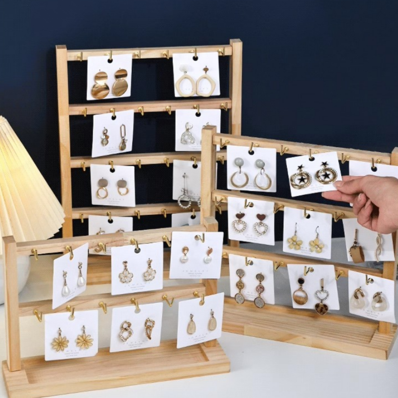 Smyckeorganisatör smyckeshållare i flera nivåer smyckesdisplay örhängeshållare med krokar för ringar armband monter
