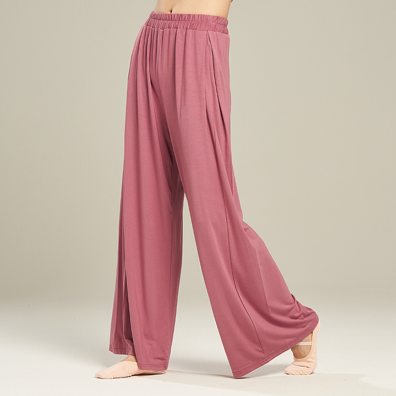 12 farben modal modern tanzen Hosen Für Frauen verlieren Breite Bein Elastische Ballett Ausbildung Hosen Hohe Taille Klassischen Tanz Damen: L / Rosa