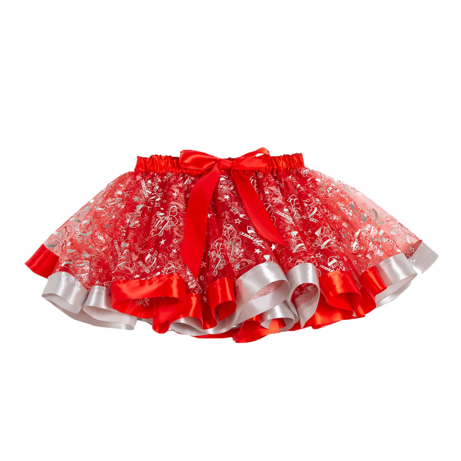 Natal crianças meninas tutu saia dos desenhos animados paillette natal bailarina pettiskirt ballet princesa festa dança traje tule saia: WHITE / S for 2-4 Years