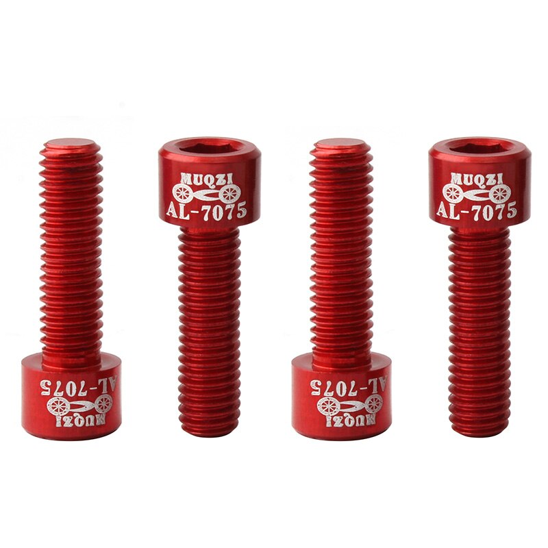 Muqzi-parafuso de haste de bicicleta m5 x 17mm, 4 peças, ultraleve, liga de alumínio 7075, peças fixas para guidão de montanha e estrada: Red 4pcs