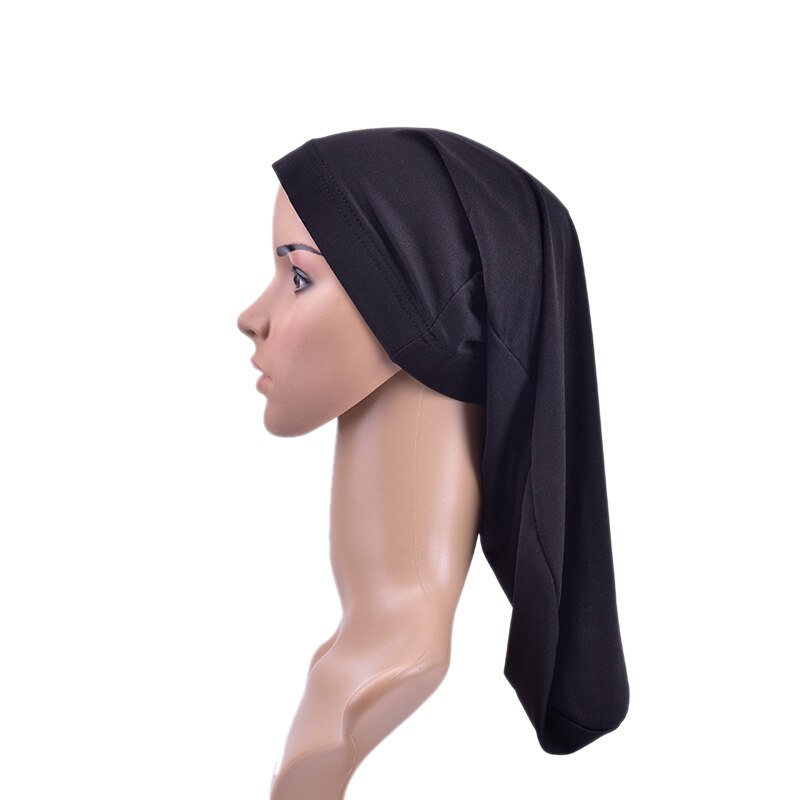 Lange Haar Sok Cap Slaap Hoeden Wrap Night Cap 1Pc Haarverzorging Motorkap Slaapmutsje Unisex Cap Motorkap De Nuit zwart
