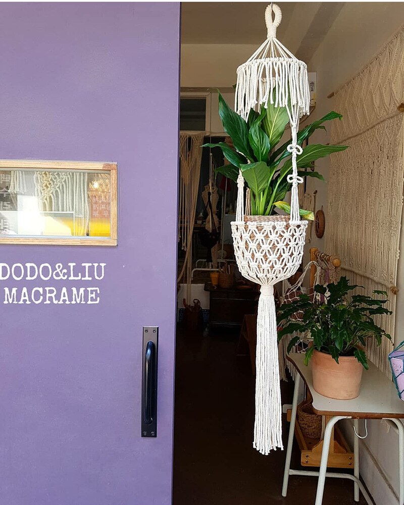 Handgemachte Baumwolle Gewebt Makramee Wand Hängen Blumen Korb Decoracion Hogar Blume Topf Gatden Dekorationen Korb Anlage Halter: Default Title