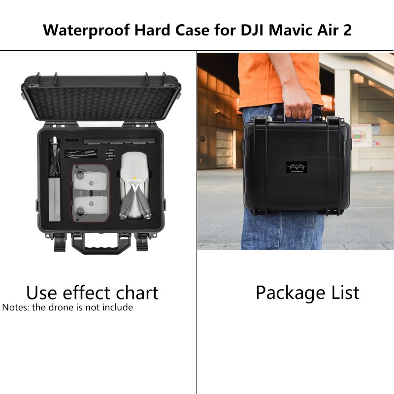 Caso de transporte portátil abs impermeável à prova de explosão caixa mala dura para dji mini 2/mavic ar 2/ar 2s zangão acessórios caixa: for dji mavic air 2