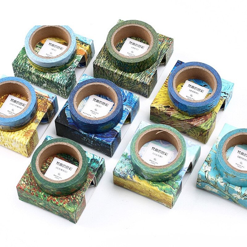 Van Goah Schilderen Papier Washi Tape 15 Mm Starry Night Irissen Abrikoos Zelfklevende Masking Tapes School Decoratie Stickers 6186