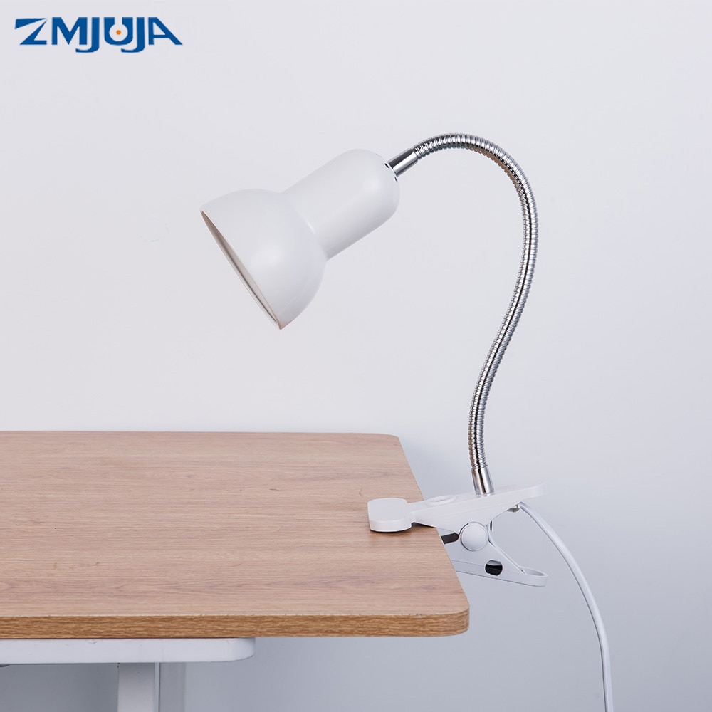 Adjustable Reading LED Desk Lamp E27 Light Holder With Clip Switch,360 Degree Twisted Flexible Metal Tubing led Table light