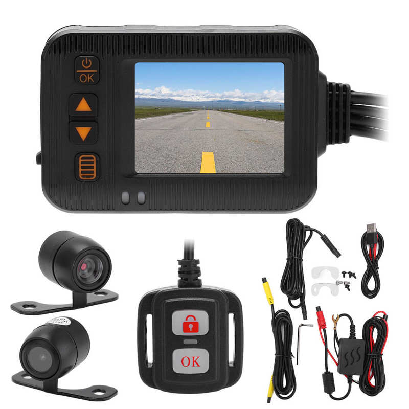Driving Recorder 2in Screen Front Rear Dash Cam Waterproof for Motorcycle