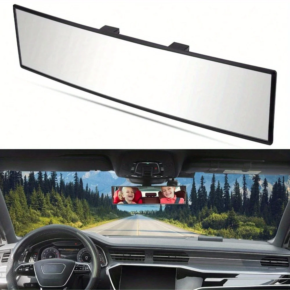 Espejo retrovisor panorámico para coche, Clip Interior en espejos retrovisores gran angular para coche, espejo retrovisor grande extendido Universal
