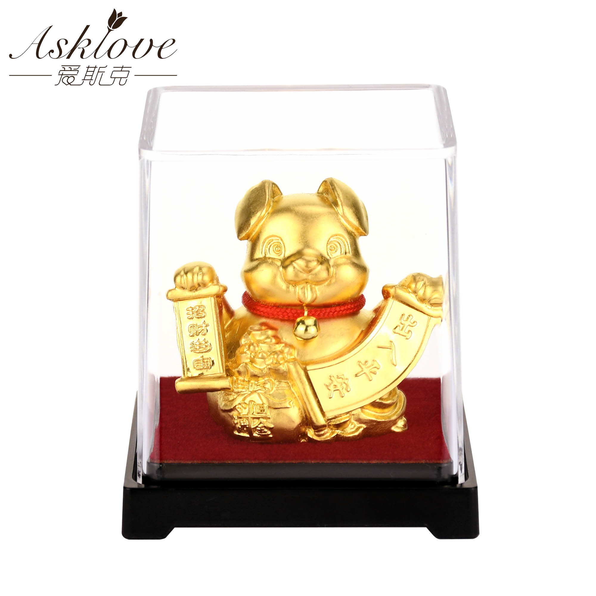Chinesische Sternzeichen Sammeln Reichtum Ornamente 24k Gold Folie Fengshui dekor Drachen/Ratte/Schwein/affe Auto Glück handwerk Heimat Sekretariat Dekor: Hund