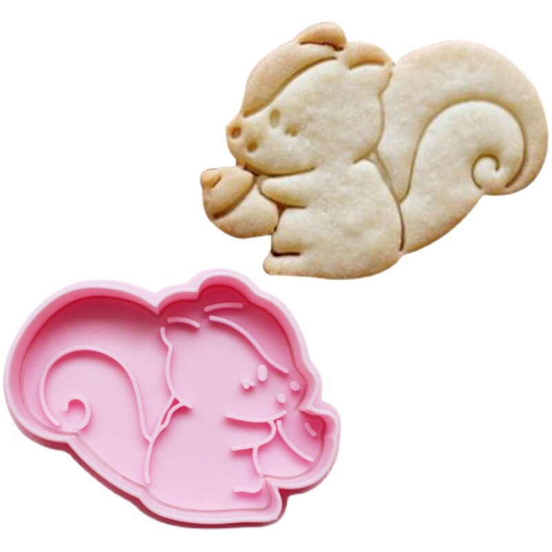 Cute Forest Animal Cookie Cutter Squirrel Owl Leaf Biscuit Fondant Mold Cookie Baking Mold 3D Plastic Press Biscuit Mold