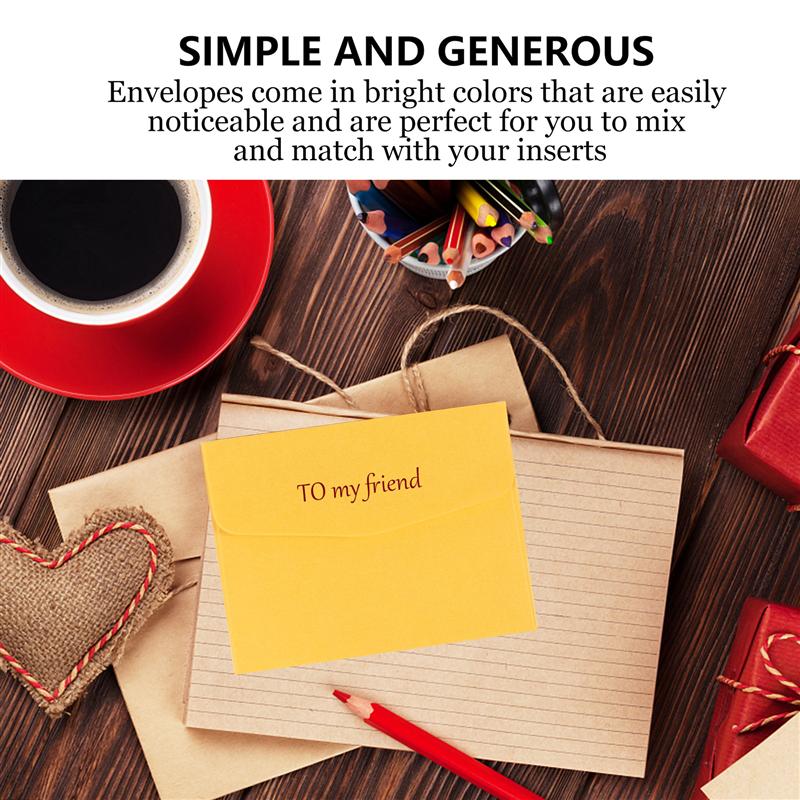 100pcs Color Mini Envelopes Party Banquet Classic Simple Chic Cards Envelopes Paper Envelopes