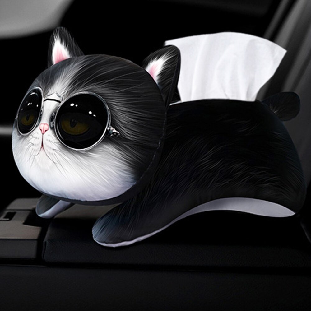 Boîte à mouchoirs créative 3D, chien de dessin animé mignon modélisation de voiture accoudoir siège pare-soleil porte-mouchoir pour chambre à coucher bureau décor