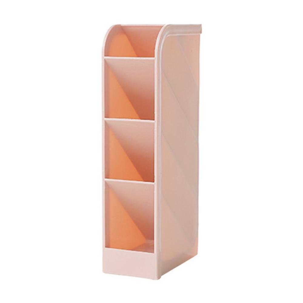 Four-Grid pen holders Desk Storage Box Drawer desktop organizer Inclined office pink desk accessories supplies stationery holder: Pink