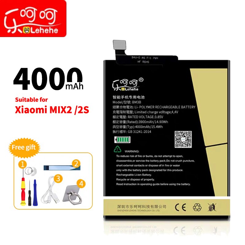 Lehehe BM3B batterie für Xiaomi MIX2 2S große kapazität 4000 lithium-ionen polymer ersatz batterie mit freie entfernung werkzeug