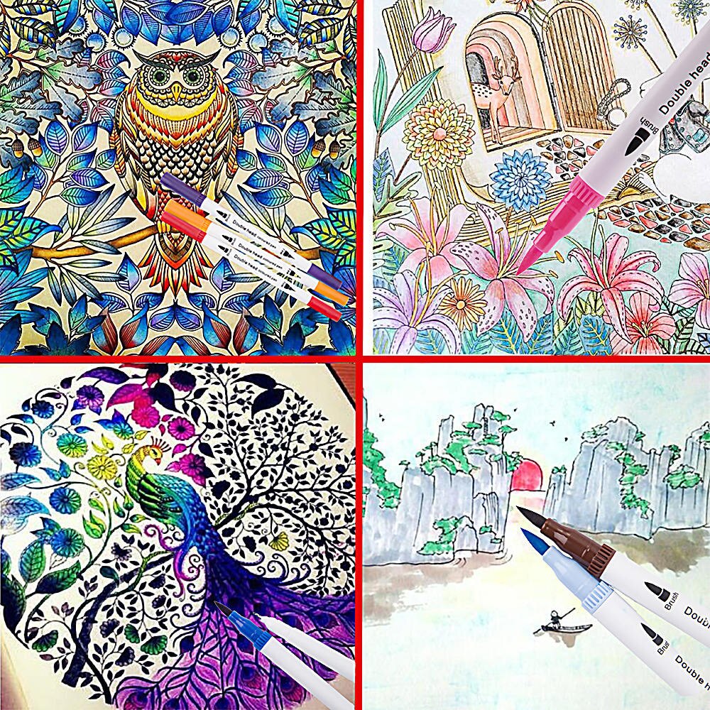 Colouring Pen Set Double Ended Felt Tip Pens Art Colourful Water Fineline Watercolor Art Pen Painting Graffiti Pen