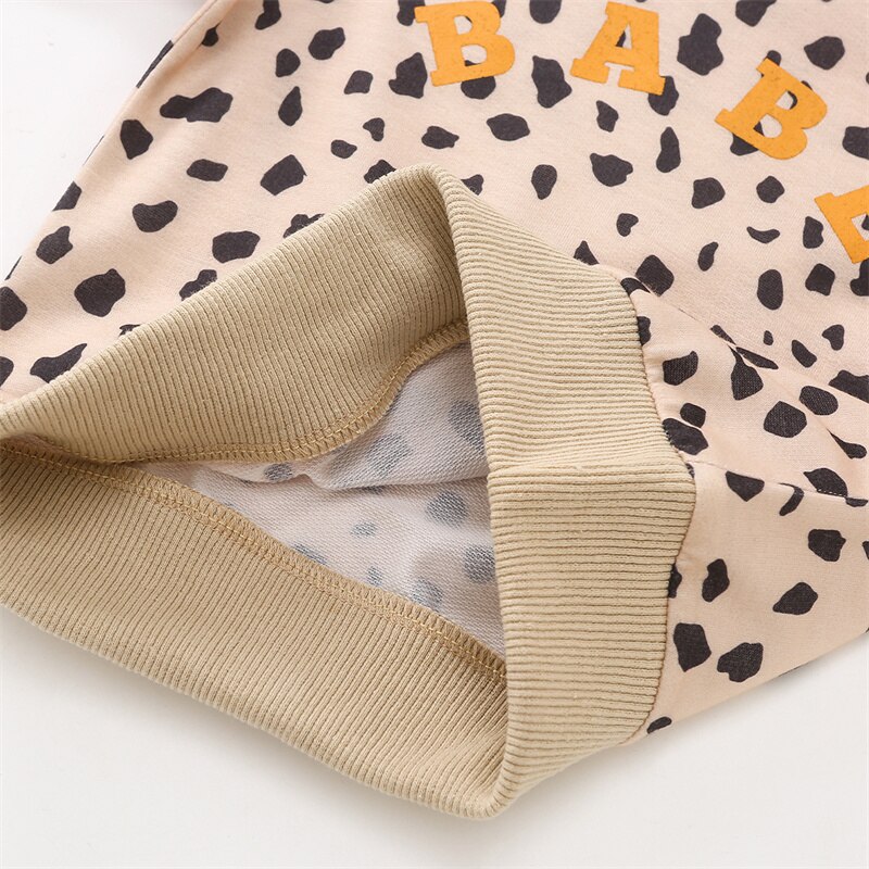 Sweat-shirt imprimé léopard pour bébé fille et garçon de 0 à 3 ans, haut ample à manches longues et col rond, avec lettres imprimées, à la , automne