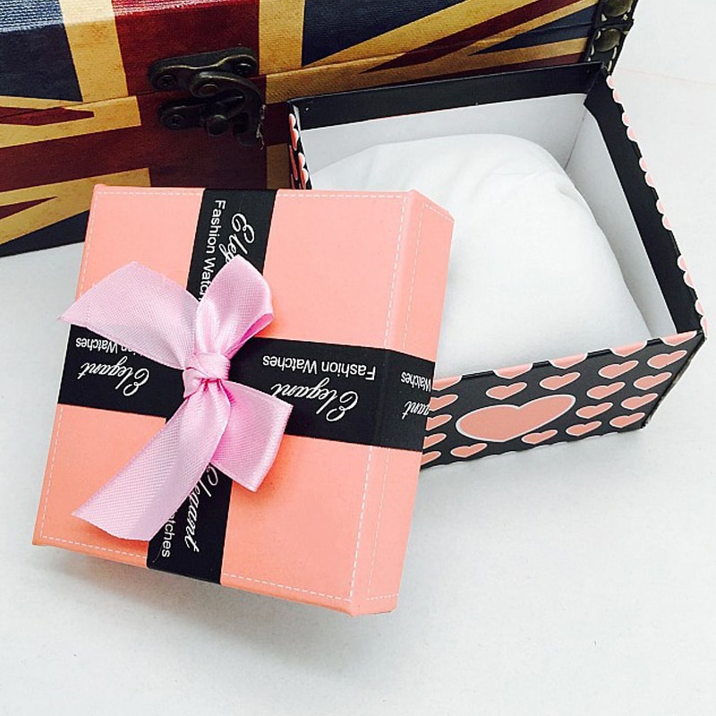 Bowknot klocka låda hållbar prese vacker klocka låda armband armband smycken monter monter hållare