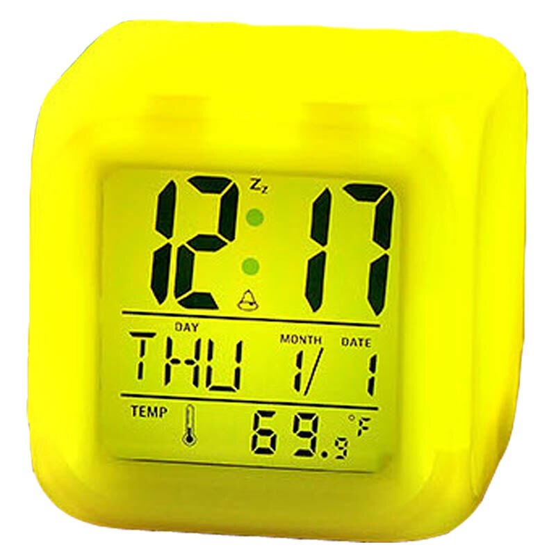 Led alarm colock 7 farver skiftende digital skrivebordsgadget digital alarm termometer natglødende terning led ur hjem