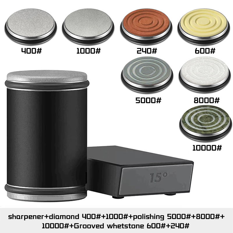 Affilacoltelli con rotolamento Portacoltelli magnetico kit pietra per affilare diamantata con accessorio da cucina con rullo angolare da 15 e 20 gradi
