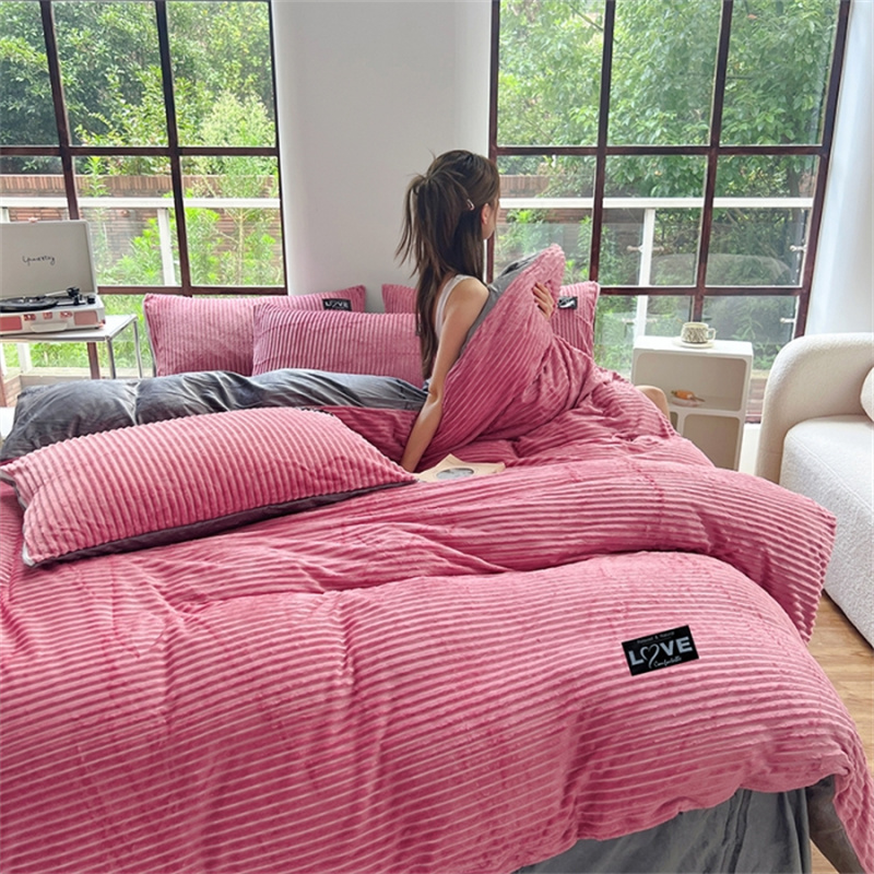 Funda nórdica de terciopelo grueso para invierno, juego de cama cálido de Color sólido, funda de edredón doble, funda de edredón doble Queen King de 220x240cm: Queen / Borgoña