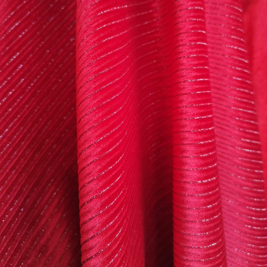 Stribe shimmer fløjl stretchy stof diy kjole tekstil smukt stof til festkjole bukser luksus blødt hjemmetekstil: 2 røde