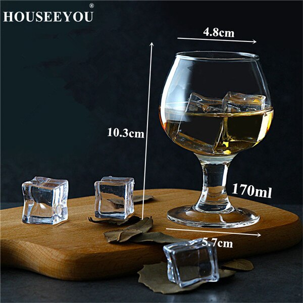 Houseeyou 2 st/lot brandy kort kopp kristall vinglas för bar cocktail korta ölglas dricka whisky snifters cigarrkoppar: 170ml 2 st