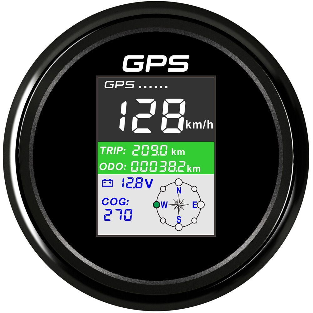 HD 85mm GPS Speedometer + GPS Antenna Sensor Odometer Adjustable Trip ODO COG TFT Screen Speed Gauges For Motor Yacht Boat Car: black
