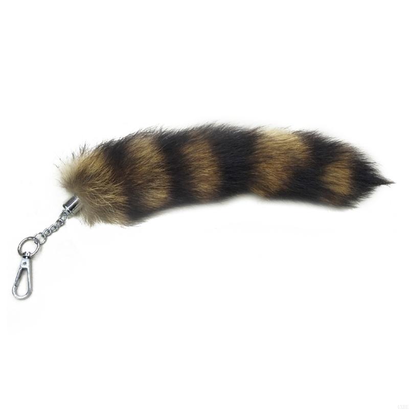 4XBE Llavero con Cola Mapache, Llavero con Cadena Colas esponjosas, Llavero con Animal Personalizado, , Llaveros con: Plata