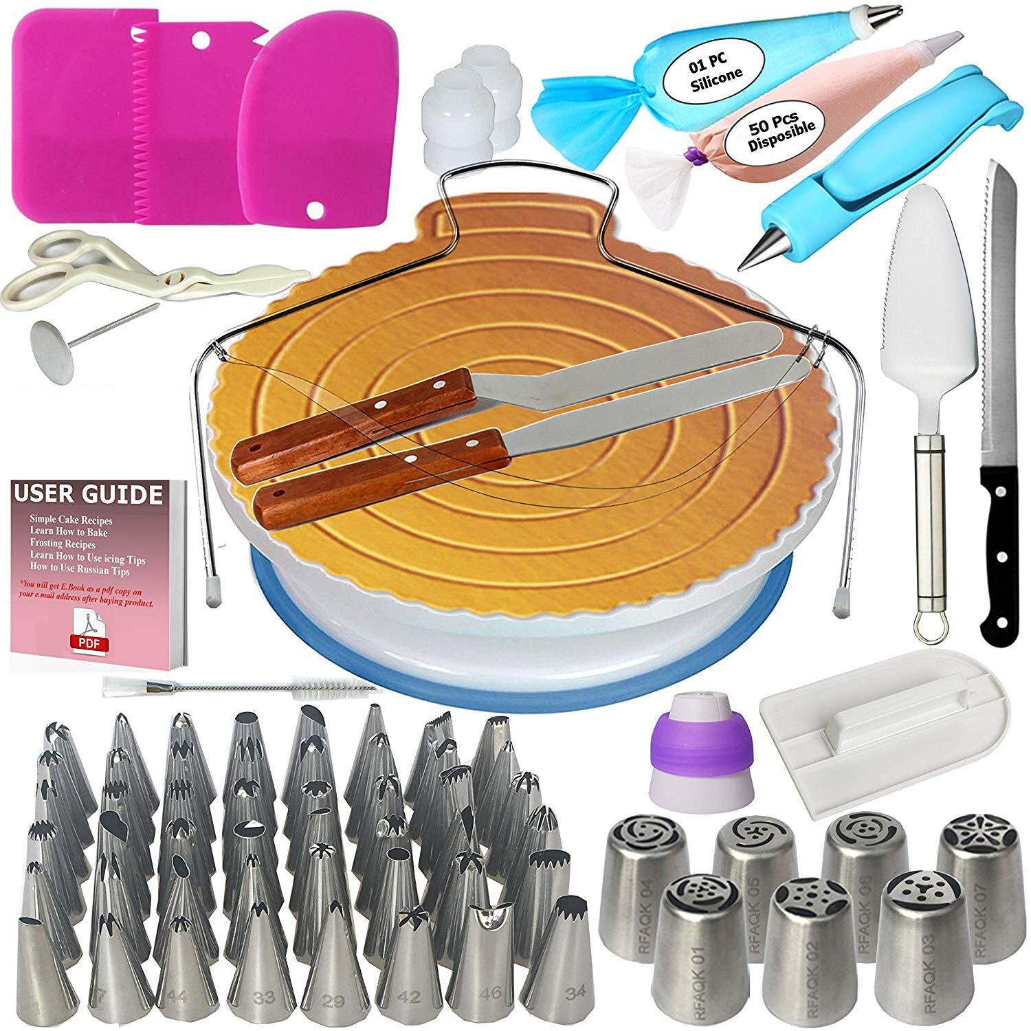 Raccords de pâtisserie buse de tuyauterie | 124 pièces/ensemble outils de décoration de gâteaux, pointes de glaçage, platine sacs de pâtisserie, buse de tuyauterie, ensemble d'outils de cuisson pour petits gâteaux biscuits: 124pcs