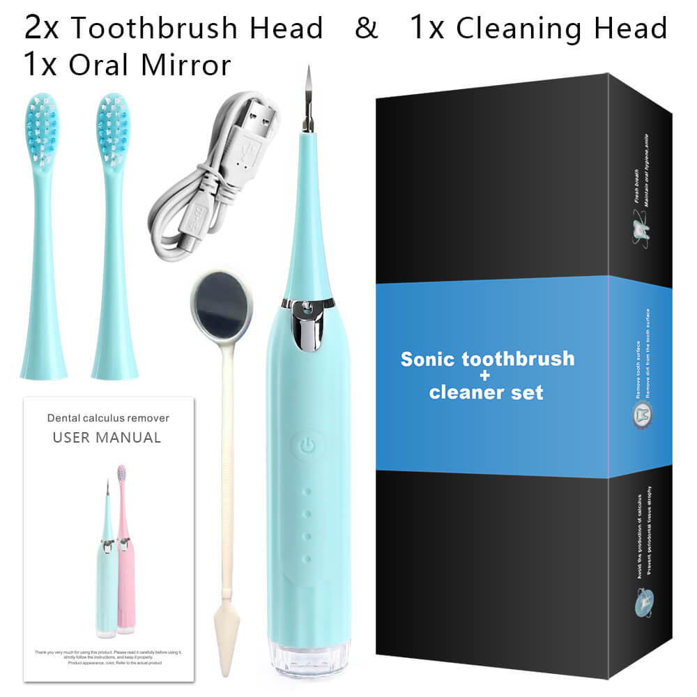 Sonic Elektrische Zahnbürste Rauch Zahnstein Reiniger Mundhygiene Tragbare Dental Scaler Zähne Bleaching Entfernung Flecken Zahnarzt Kopf: Cyan 2-1-mirror