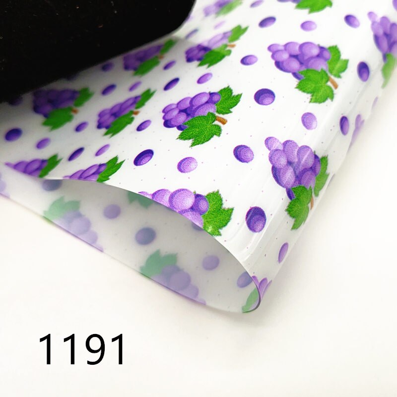 Tela de pvc con estampado en transparente para manualidades, tela de 20x33CM con dibujos animados de uva UV para manualidades, 1191: Default Title