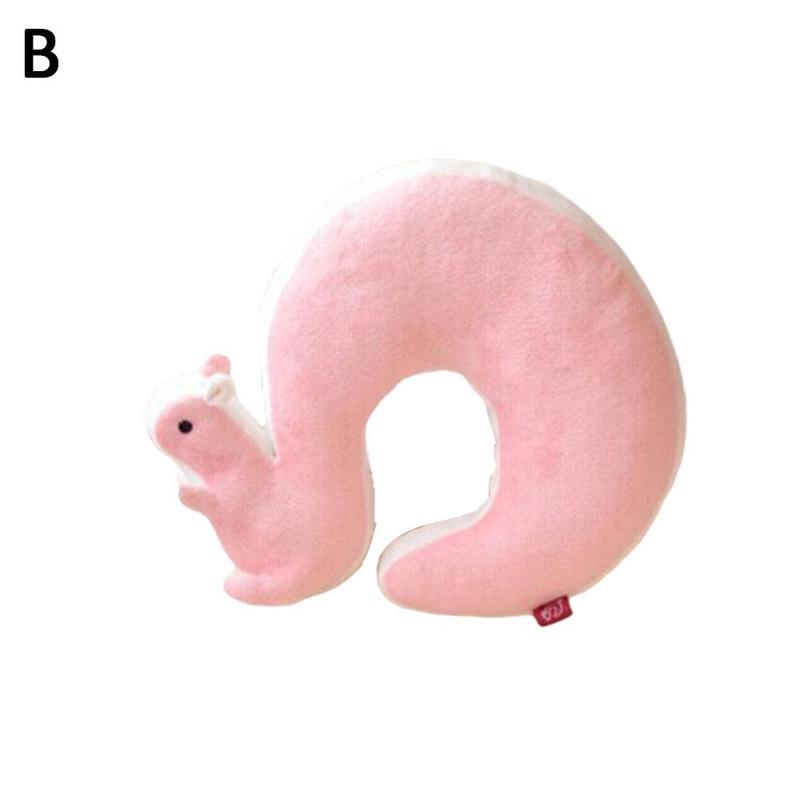 Candy Color Nap Pillow Health Care Novelty Squirrel Animal Cotton Plush U Shape Neck Pillow Travel Car Home Pillow: B