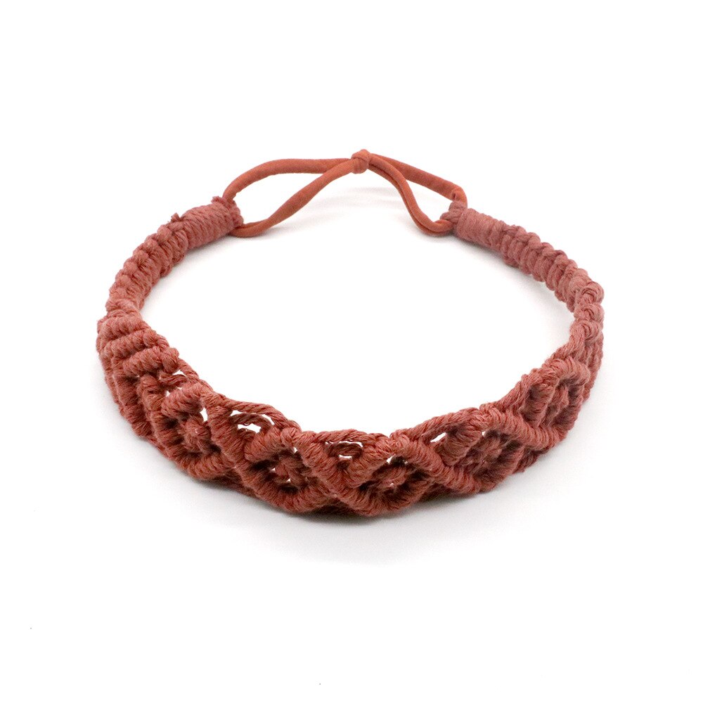 Serre-tête en macramé pour adulte, serre-tête Chic et bohème, accessoires pour cheveux, Turban élastique, couleur unie: WINE